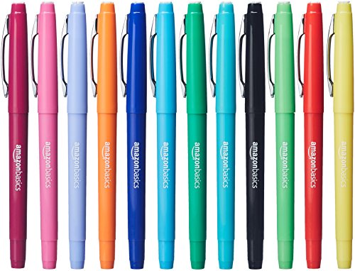 Amazon Basics Felt Tip Marker Pens, 12-Pack